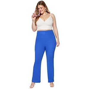 Trendyol Pantalon grande taille pour femme taille normale jambe évasée, bleu, 5XL grande taille