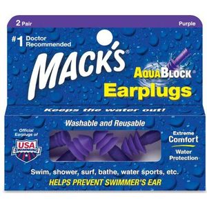 Macks Earplugs Aquablock Soft Silicone, 2 paar