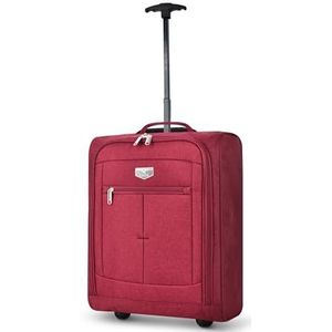 Keplin Handbagage goedgekeurde lichte reiskoffer met wielen, Rood, Zacht