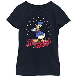 Disney Mickey Donald Duck USA Retro Stars Girls T-shirt, marineblauw, XS, Navy Blauw
