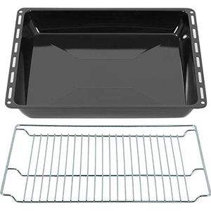 ICQN 465 x 370 x 60 mm, geëmailleerde kookplaten en roosterset voor oven en fornuis, compatibel met Bosch, Siemens, Neff Constructa, krasbestendig en roestvrij, 46,5 x 37 cm