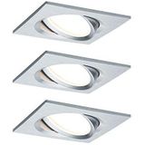 Paulmann 93680 Nova Plus LED inbouwspot vierkant draaibaar incl. 3 x 6,8 watt dimbaar inbouwspots aluminium spot aluminium inbouwlamp 2700K