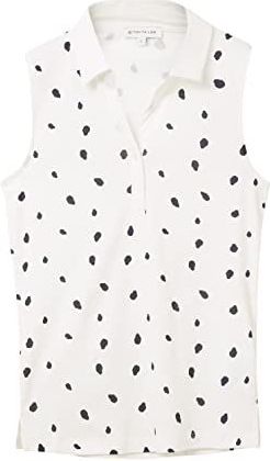 TOM TAILOR 1037379 Poloshirt voor dames, 32675 - Marineblauwe stippenpatroon