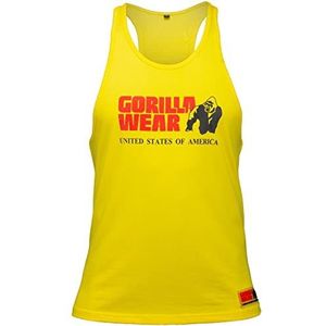 Gorilla Wear Klassieke fitness tanktop geel – bodybuilding sport vrije tijd met lichte en comfortabele logoprint voor optimale beweging – van katoen