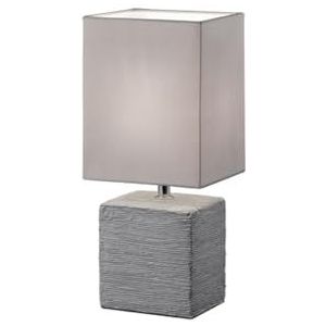 Reality Leuchten Tafellamp met keramische voet, 1x E14 maximaal 40 W, 29 cm, grijze stoffen kap R50131087