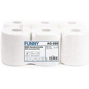 Funny Papieren handdoeken, 1-laags, 19 cm, wit, 6 stuks