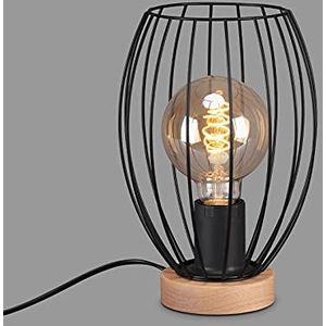 BRILONER Leuchten tafellamp, bedlamp, bureaulamp, 1 x E27 met kabelschakelaar, zwart, 175 x 256 mm (DxH)