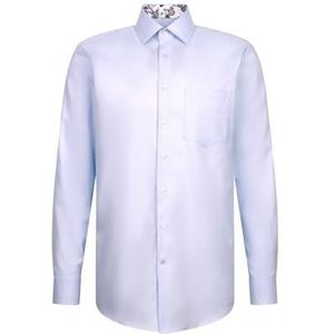 Seidensticker Chemise d'affaires pour homme - Coupe droite - Infroissable - Col Kent - Manches longues - 100% coton, bleu, 43