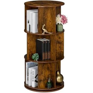 Roterende Boekenkast - Bruin - Spaanplaat en Staal - 3 of 4 Etages