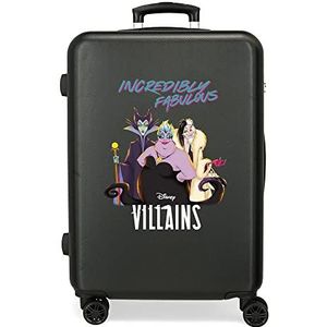 Disney Villains Incredibly Fabulous koffer, middelgroot, zwart, 46 x 65 x 23 cm, stijf, ABS, cijfersluiting, 56 l, 3 kg, 4 dubbele wielen, zwart, maat M, zwart, zwart., middelgrote koffer