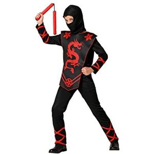 Atosa ninja kinderkostuum zwart rood 3 tot 4 jaar