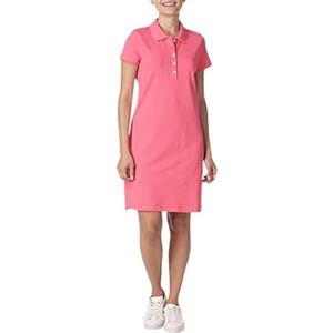 Nautica Easy Classic Polojurk van katoen, rekbaar, korte mouwen, casual jurk voor dames, Rozerood