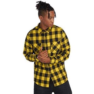 Urban Classics Checked flanellen overhemd voor heren met lange mouwen en borstzakken, verkrijgbaar in vele kleuren, maten XS tot 5XL, Blc/Honing
