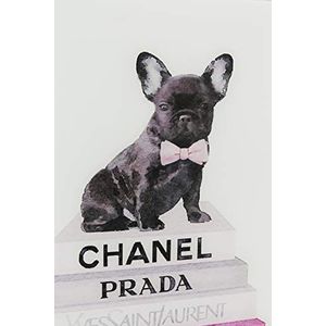 Kare Design afbeelding glas Fashion Dog, roze, hond foto, Franse Bulldog, Chanel Bild, 80x60cm