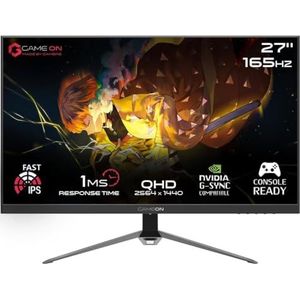 GAMEON 27 inch 2K QHD (2560 x 1440) IPS-flatscreen, 165Hz, 1ms, compatibel met HDMI 2.1-console, met G-Sync en FreeSync, zwart (GOP27QHD165IPS)
