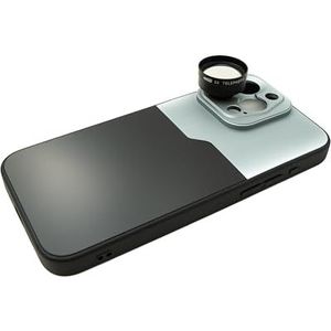 SYSTEM-S 3 x 37 mm zoomlens met iPhone 15 Pro Max hoesje in zwart/grijs