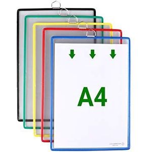 Tarifold Fr 154509 Set van 5 hanghoezen voor A4-documenten, metalen beugel, robuust frame van staaldraad, verschillende kleuren (5 stuks)