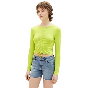 TOM TAILOR Denim Dames shirt met lange mouwen 24702 limoen neon M, 24702 - Lime Neon