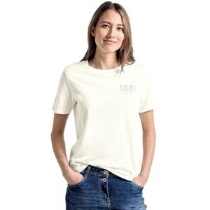 Cecil B321131 T-shirt van katoen voor dames, Vanilla Wit