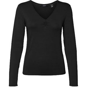 Vero Moda Dames Vmalberte Ls Jrs Noos V-hals Top T-shirt, zwart.