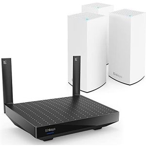 Linksys Blue Label WiFi 6 Mesh System – 1 AX5400 router + 3 AX3000 terminals – draadloos dual-band mesh-systeem (games) – tot 85 apparaten, bereik tot 800 m², kinderbeveiliging