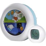 Pabobo Kid'Sleep educatieve wekker voor kinderen, dag/nacht, muziek, verlicht, 3 functies: Nachtlicht, display en wekker, gecombineerd: Meisjes en jongens, stopcontact of batterij, maan 3-in-1, wit