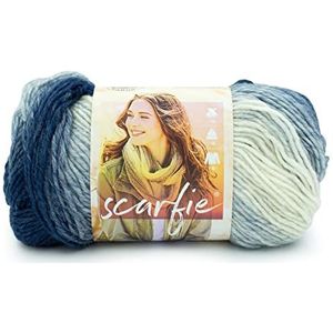 Lion Brand Yarn - Wollen bol voor sjaal, blauw/crème, per stuk verpakt