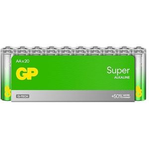 AA batterijen - 20 stuks | GP Super | Stilo AA alkaline batterijen 1,5 V/LR06 - lange levensduur
