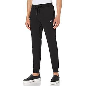 STARTER BLACK LABEL Joggingbroek voor heren, met geborduurd logo, trainingsbroek met zak, joggingbroek, effen, elastische tailleband en zoom, maten S-XXL, zwart.