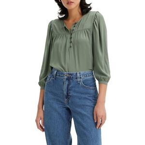 Levi's Chemisier tissé à manches 3/4 pour femme, Vert forêt, L