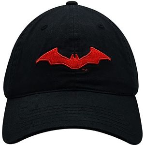 Concept One The Batman Dad Hat Baseball Cap met geborduurd logo en vlakke rand, zwart, Eén maat, zwart.