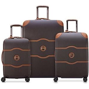 Delsey Trolley-koffer, 61 cm, Chocolade bruin, 3 Piece Set 19/24/28, Chatelet bagage met zwenkwielen