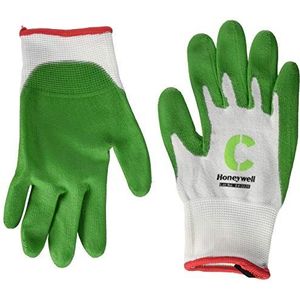 Honeywell Check and Go Green PU-handschoenen, maat 7, wit/groen, 10 stuks