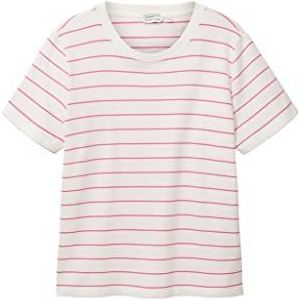 TOM TAILOR T-shirt à rayures pour femme, 31726 - Blanc cassé - Rayures roses, M