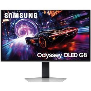 Samsung Ecran 27'' Gaming Odyssey OLED G8-G81SF Argenté 240Hz 0,03ms 3840x2160 250cd/m² 2xHDMI DP 3xUSB Réglab Haut Orient Pivot Inclinable