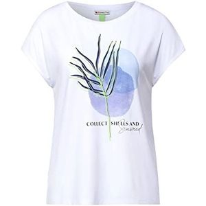 Street One T-shirt van chiffon voor dames, Wit