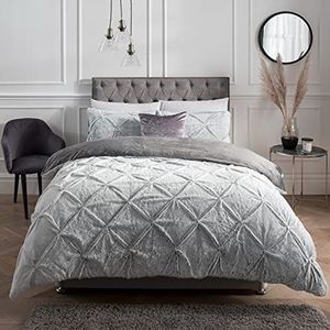 Sleepdown Beddengoedset kunstbont, warm, comfortabel, voor eenpersoonsbed (135 x 200 cm), grijs