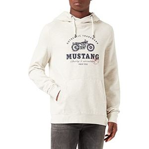 mustang Bennet H Print hoodie voor heren, bros beige 2077, S, Bros Beige 2077