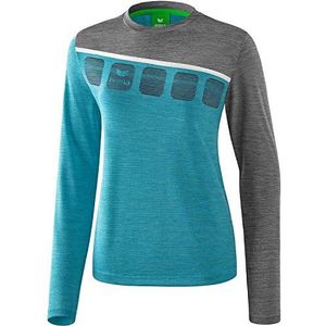 Erima 5- C lange mouwen voor dames, Oriental Blue gemêleerd/grijs gemêleerd/wit