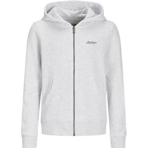 JACK & JONES Jjbeau Jnr Jjbeau Sweatshirt Zip Hood Jnr Heren Zip Hoodie (1 stuk), Wit-grijs