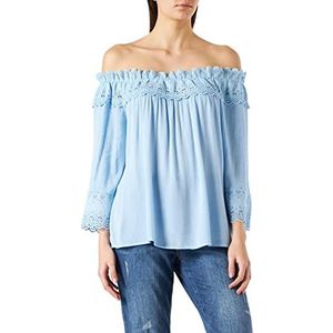 Cream crbea lace damesblouse, placid blue