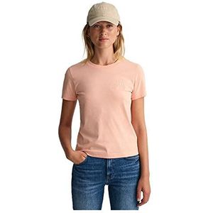GANT T-shirt REG Tonal Shield SS pour femme, orange goyave, L, Goyave Orange, L