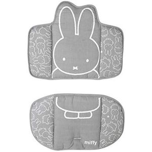 roba Miffy® Kinderstoelkussen, 2-delig, waterdicht, ftalaatvrij, comfortabele zitverkleiner, vanaf 6 maanden, konijnenprint, wit/grijs