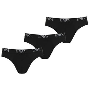 Emporio Armani Set van 3 essentiële monogrammen getailleerde boxershorts voor heren (3 stuks), zwart.