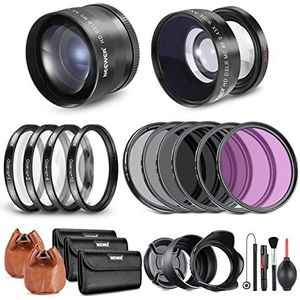 NEEWER 58 mm lens en filterset: extra groothoeklens/2,2 x telelens voor lens 18-85 mm APS-C, (+1+2+4+10) Macro/ND/UV/CPL/FLD-filters voor cameralens met 58 mm schroefdraad