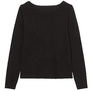 Marc O'Polo Denim Shirt met lange mouwen voor dames, biologisch katoen, lange mouwen, ronde hals, zacht shirt met casual look, zwart (990)