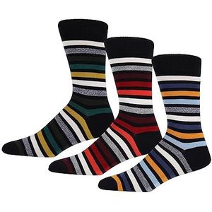 Ben Sherman Herensokken set van 3 paar groene/rood/blauwe strepen, nette sokken voor casual comfort, zachte en ademende katoenmix, maat 7-11, groen/rood/blauw,, Groen/rood/blauw