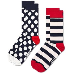 Happy Socks 2 stuks Classic Big Dot Socks Uniseks (2 stuks), Blauw