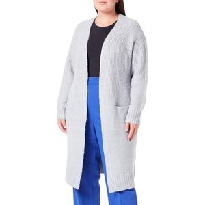 Jalene Cardigan en tricot ouvert pour femme, gris, XL-XXL