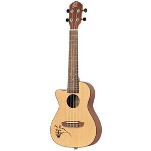 Ortega Guitars RU5CE-L Elektrische akoestische ukelele voor linkshandigen, motief Bonfire met lasergravure
